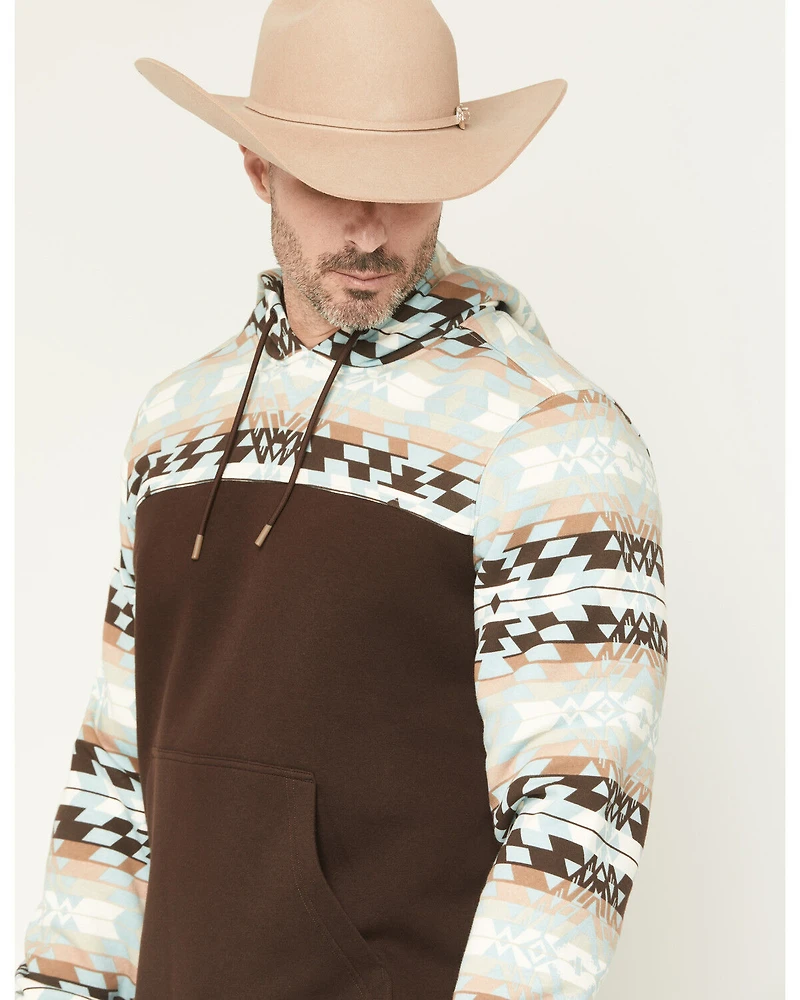 RANK 45® Men's Horizon Southwestern Print Colorblock Hooded Sweatshirt