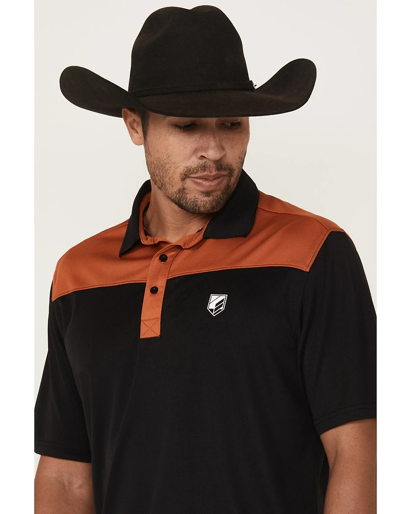RANK 45® Men's Barrier Color Block Short Sleeve Button-Down Polo Shirt