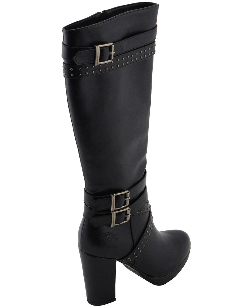 Milwaukee Leather Women's Platform Heel Studded Strap Boot - Round Toe