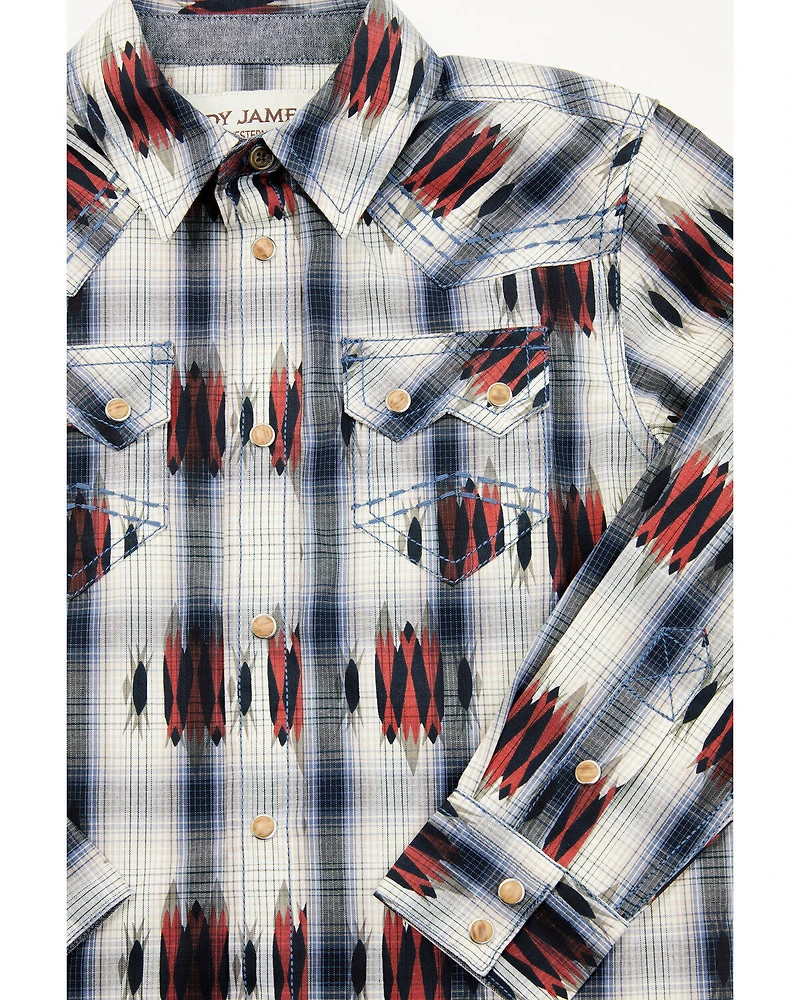 Cody James Toddler Boys' Zion Sunset Plaid Print Long Sleeve Snap Western Shirt
