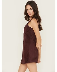 Shyanne Women's Faux Suede Lace Tank Mini Dress