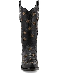 Black Star Women's Marfa Inlay Studded Leather Western Boot - Snip Toe