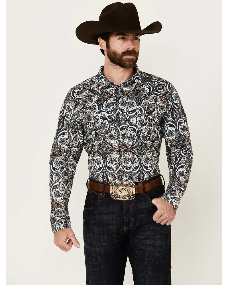 Cody James Men's Revved Up Medallion Print Long Sleeve Snap Western Shirt