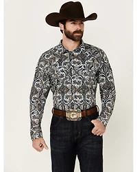 Cody James Men's Revved Up Medallion Print Long Sleeve Snap Western Shirt