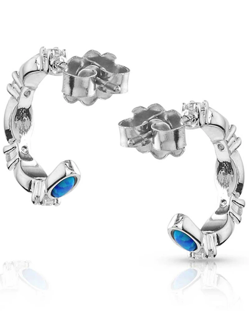 Montana Silversmiths Women's Moonlit Night Crustal Opal Hoop Earrings