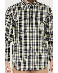 Carhartt Men's FR Force Rugged Flex® Plaid Print Long Sleeve Button-Down Work Shirt