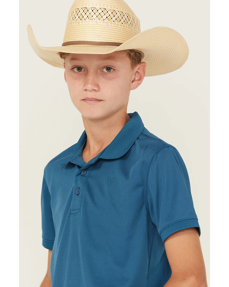 Ariat Boys' Tek Short Sleeve Button-Down Polo Shirt