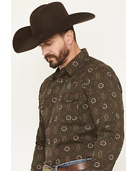 Gibson Trading Co Men's Bourbon Street Medallion Print Long Sleeve Snap Stretch Western Shirt