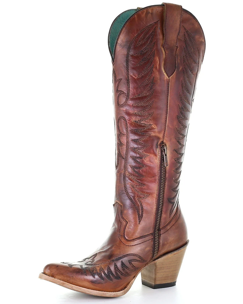 Corral Women's Cognac Embroidery Western Boots - Medium Toe