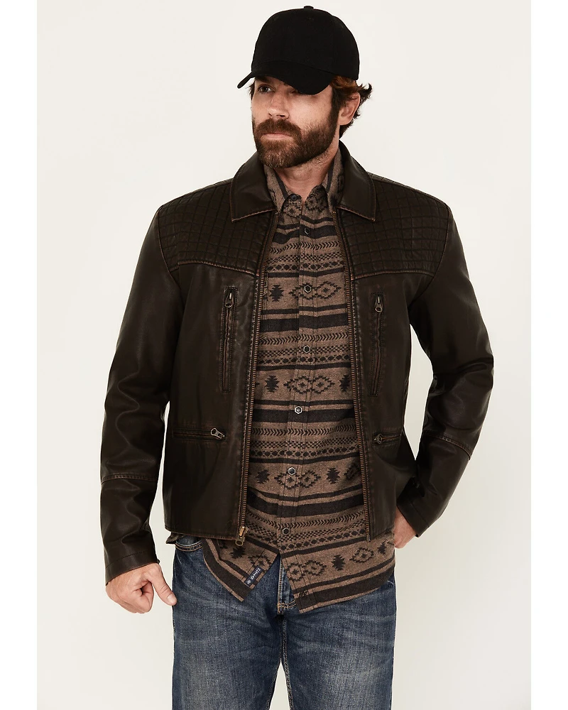 Moonshine Spirit Men's Outlaw Faux Leather Moto Biker Jacket