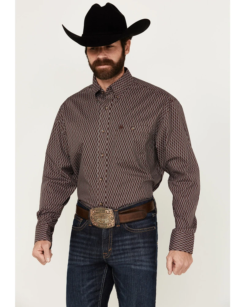 Wrangler Men's Classics Geo Print Long Sleeve Button-Down Western Shirt - Tall