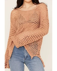 People of Leisure Women's Open Crochet Long Sleeve Sweater