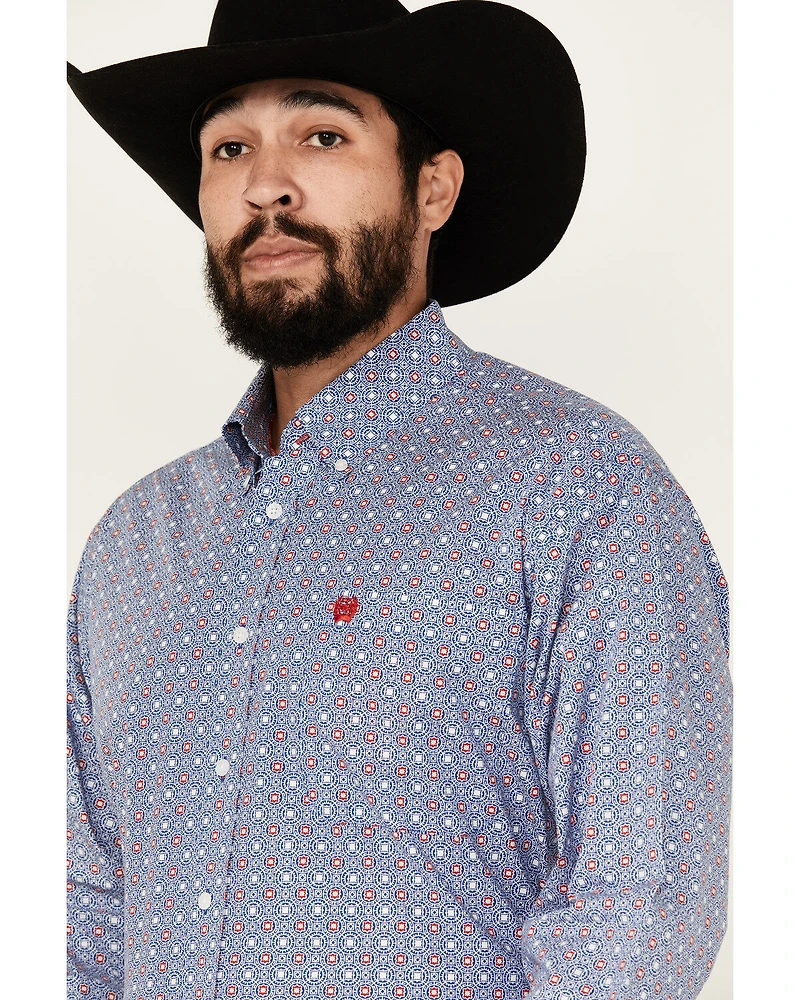 Cinch Men's Medallion Print Long Sleeve Button-Down Stretch Western Shirt