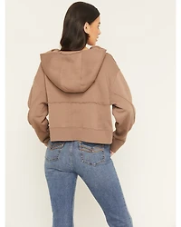 Cleo + Wolf Women's Solid Grommet Cropped Hoodie
