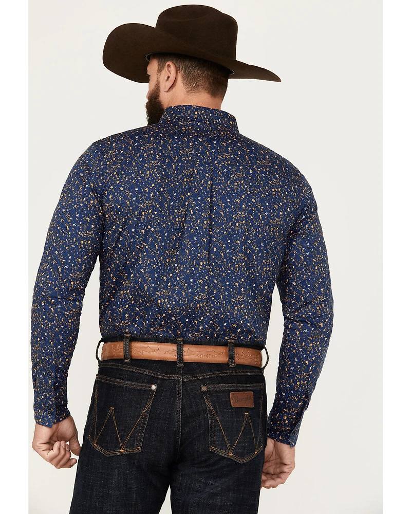 Cody James Men's Meadowlark Floral Print Long Sleeve Button-Down Stretch Western Shirt - Tall