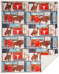 Carstens Home Wrangler Vintage Western Sherpa Throw Blanket