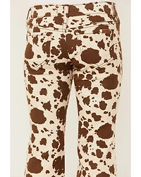Rock & Roll Denim Girls' Cow Print Flare Stretch Jeans