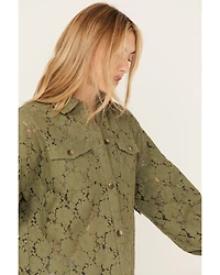 Shyanne Women's Lace Fringe Button Down Shacket