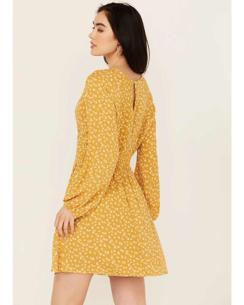 Wild Moss Women's Ditsy Floral Print Cut Out Mini Dress