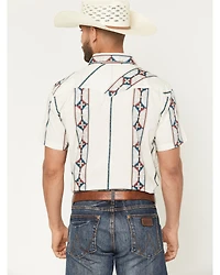 Panhandle Men's Southwestern Stripe Print Short Sleeve Snap Western Shirt