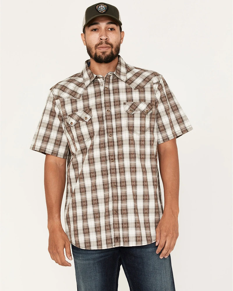 Moonshine Spirit Men's Twisted Barb Plaid Snap Western Shirt