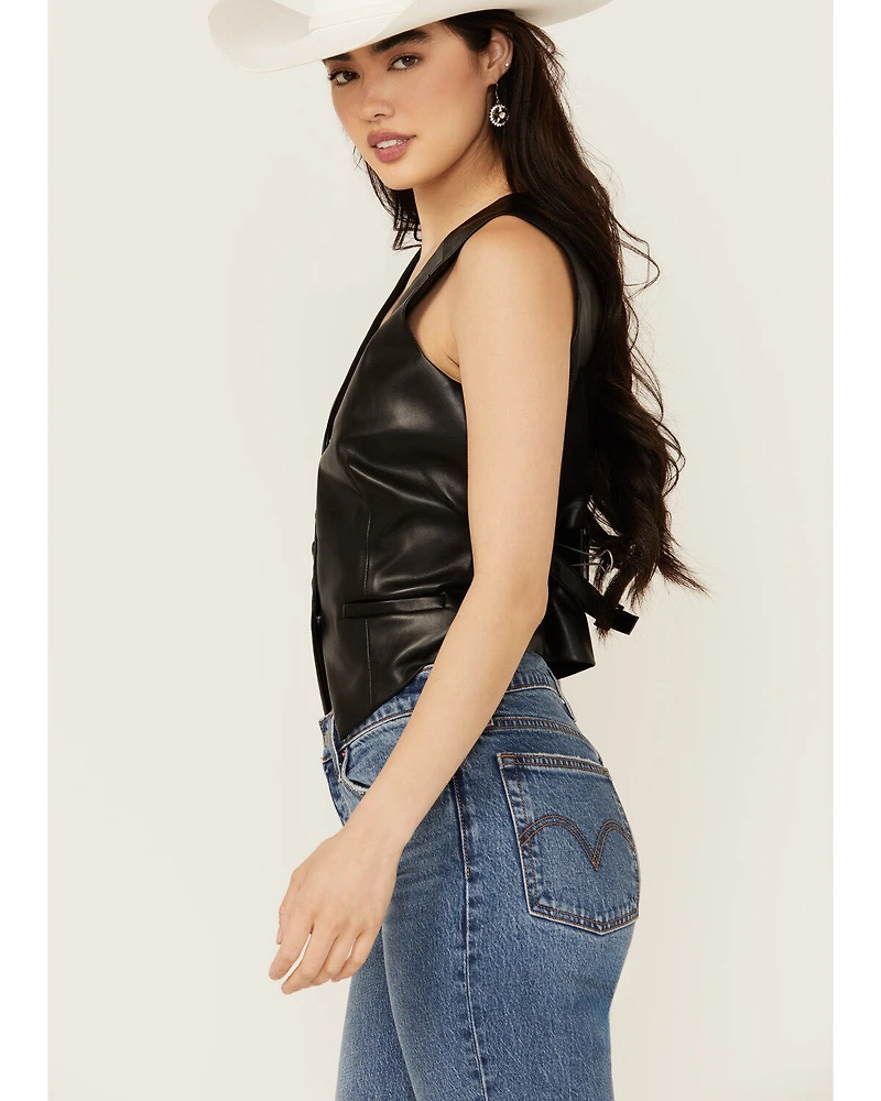 Revel Women's Solid Faux Leather Vest