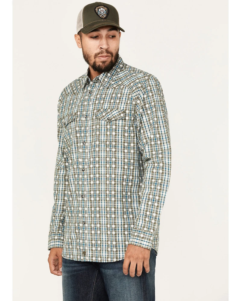 Moonshine Spirit Men's Rough Patch Plaid Snap Western Shirt