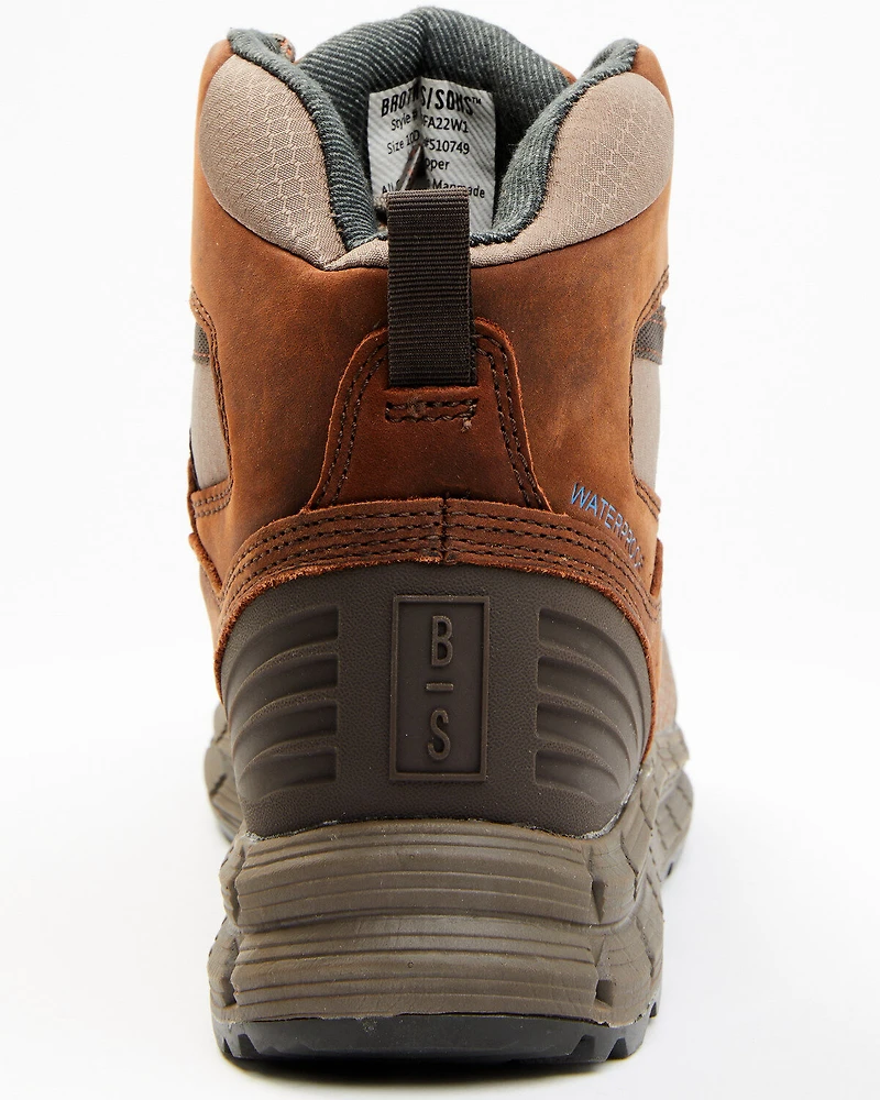 Brothers and Sons Men's 5" Lace-Up Waterproof Hiker Boots - Round Toe