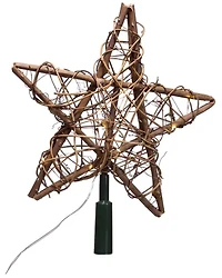 Kurt Adler 10" 20L Warm White Fairy LED Natural Rattan Star Treetop