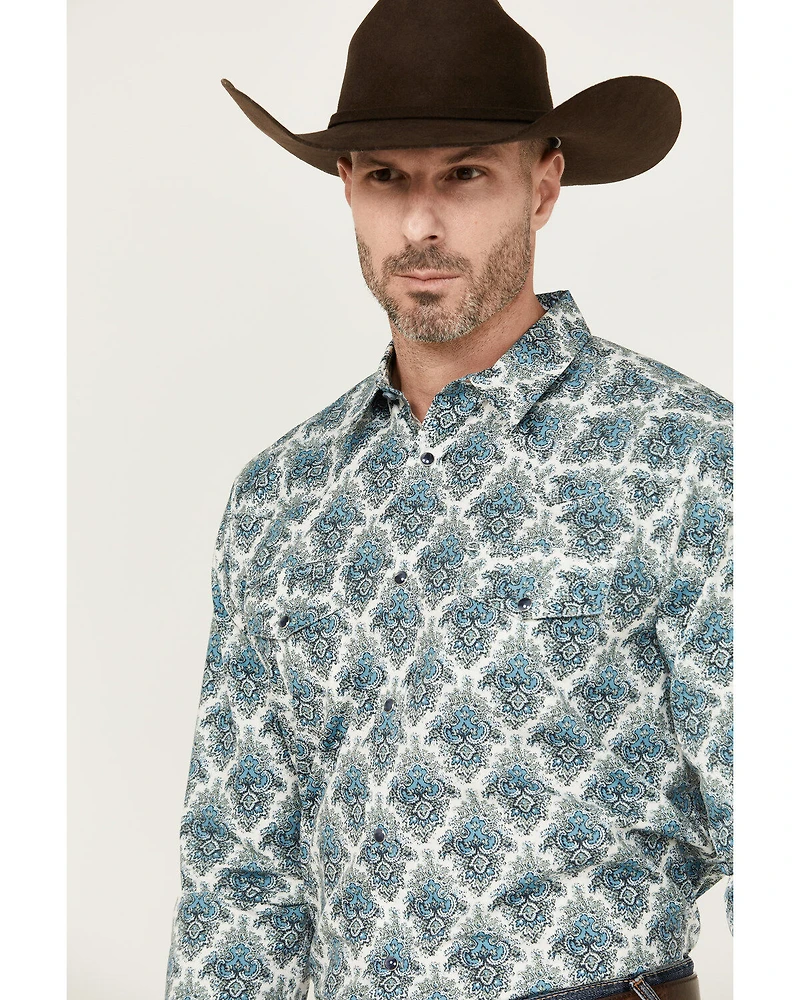 Gibson Men's Kinzie Medallion Print Long Sleeve Snap Western Shirt