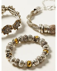 Shyanne Women's Champagne Chateau 3-Piece Silver Stretch Bracelet Set