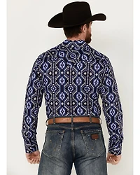Rock & Roll Denim Men's Southwestern Print Long Sleeve Pearl Snap Stretch Western Shirt