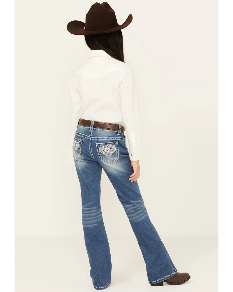 Shyanne Girls' Medium Wash Diamond Dreamcatcher Stretch Bootcut Jeans