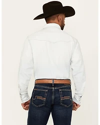 Wrangler Men's Light Wash Vintage Solid Long Sleeve Snap Western Shirt