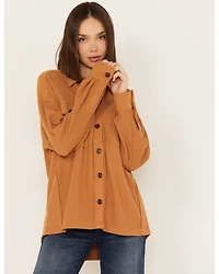 Cleo + Wolf Women's Oversized Knit Button Up Shirt