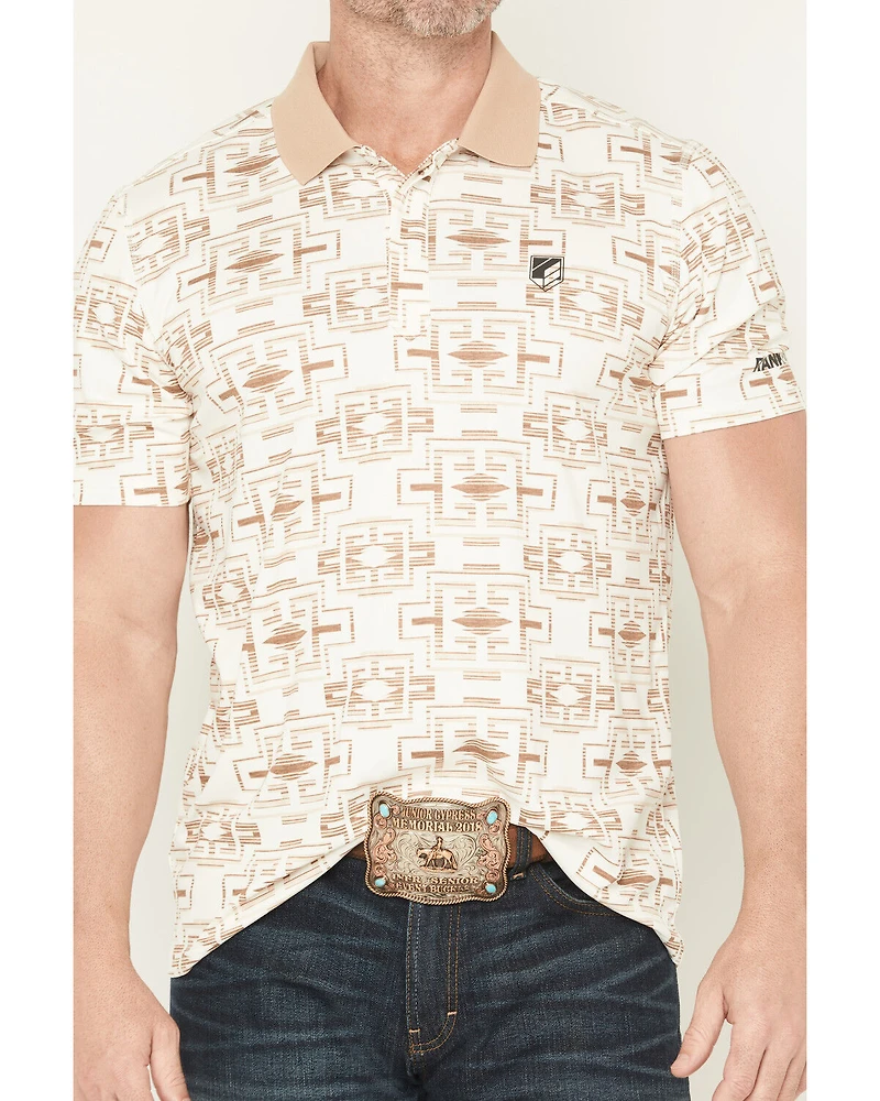 RANK 45® Men's Shoot All Over Southwestern Print Short Sleeve Button-Down Polo