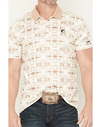 RANK 45® Men's Shoot All Over Southwestern Print Short Sleeve Button-Down Polo