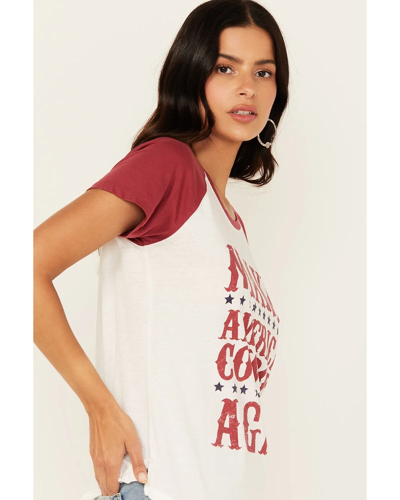 Blended Women's Make America Cowboy Again Short Sleeve Graphic Baseball Tee
