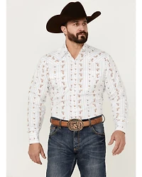 Ely Walker Men's Floral Striped Long Sleeve Pearl Snap Western Shirt