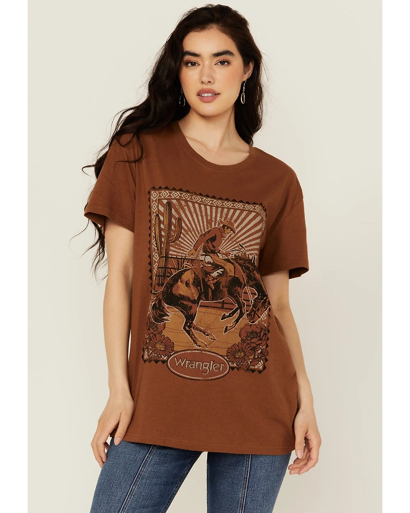 Wrangler Women's Cowboy Boyfriend Short Sleeve Graphic Tee