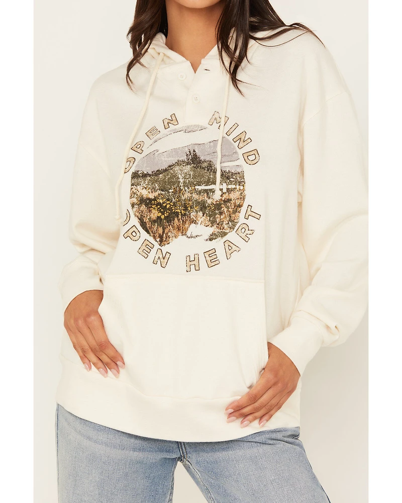 Cleo + Wolf Women's Graphic Henley Pullover