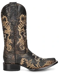 Circle G Women's Embroidered & Studded Distressed Tall Western Boots - Square Toe