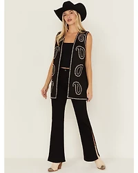 Fornia Women's Paisley Studded Longline Vest