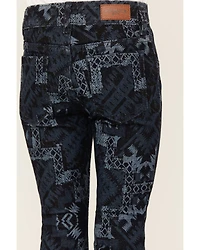 Shyanne Little Girls' Dark Wash Allover Printed Flare Jeans