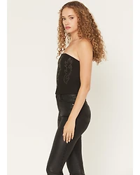 La Land Women's Faux Suede Boot Stitch Corset
