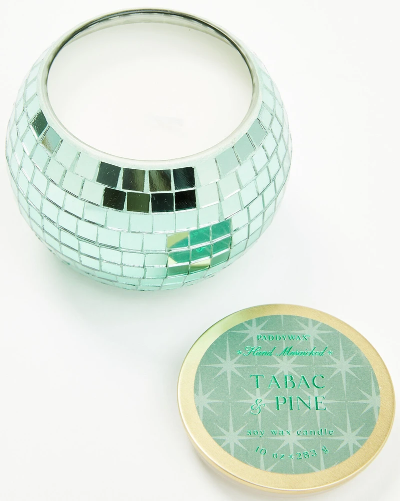 Paddywax Magique 10oz Tabac and Pine Glass Disco Ball Candle