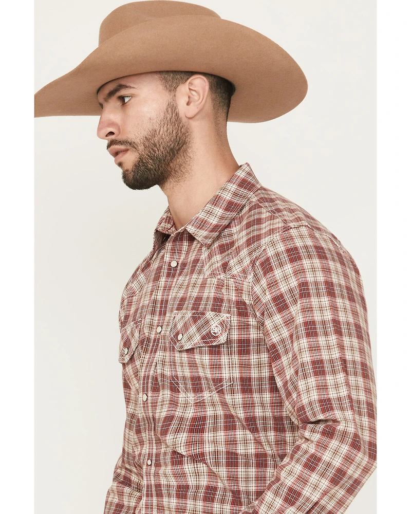 Blue Ranchwear Men's Mojave Plaid Print Long Sleeve Snap Western Shirt