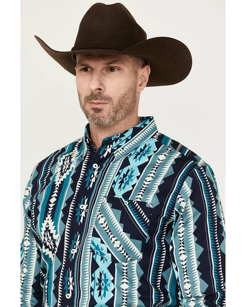 RANK 45® Men's Dakar Exploded Southwestern Print Long Sleeve Performance Stretch Western Shirt