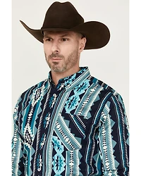 RANK 45® Men's Dakar Exploded Southwestern Print Long Sleeve Performance Stretch Western Shirt