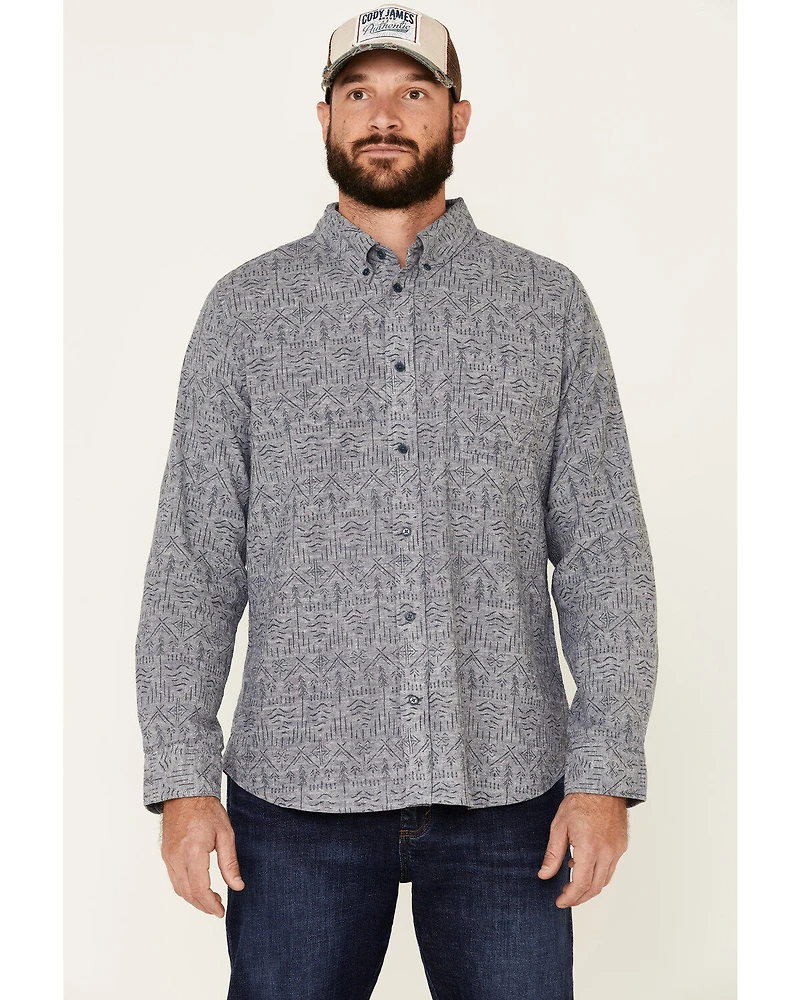 United By Blue Men's Southwestern Soft Hemp Chambray Long Sleeve Western Shirt